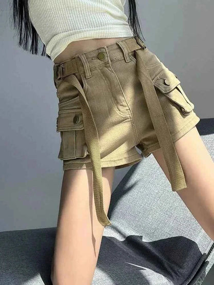 Women's High Waist Mini Skirt Y2K Denim Workwear Shorts Elastic Slimming Summer Hot Pants Trendy plus Size Skirts for Ladies
