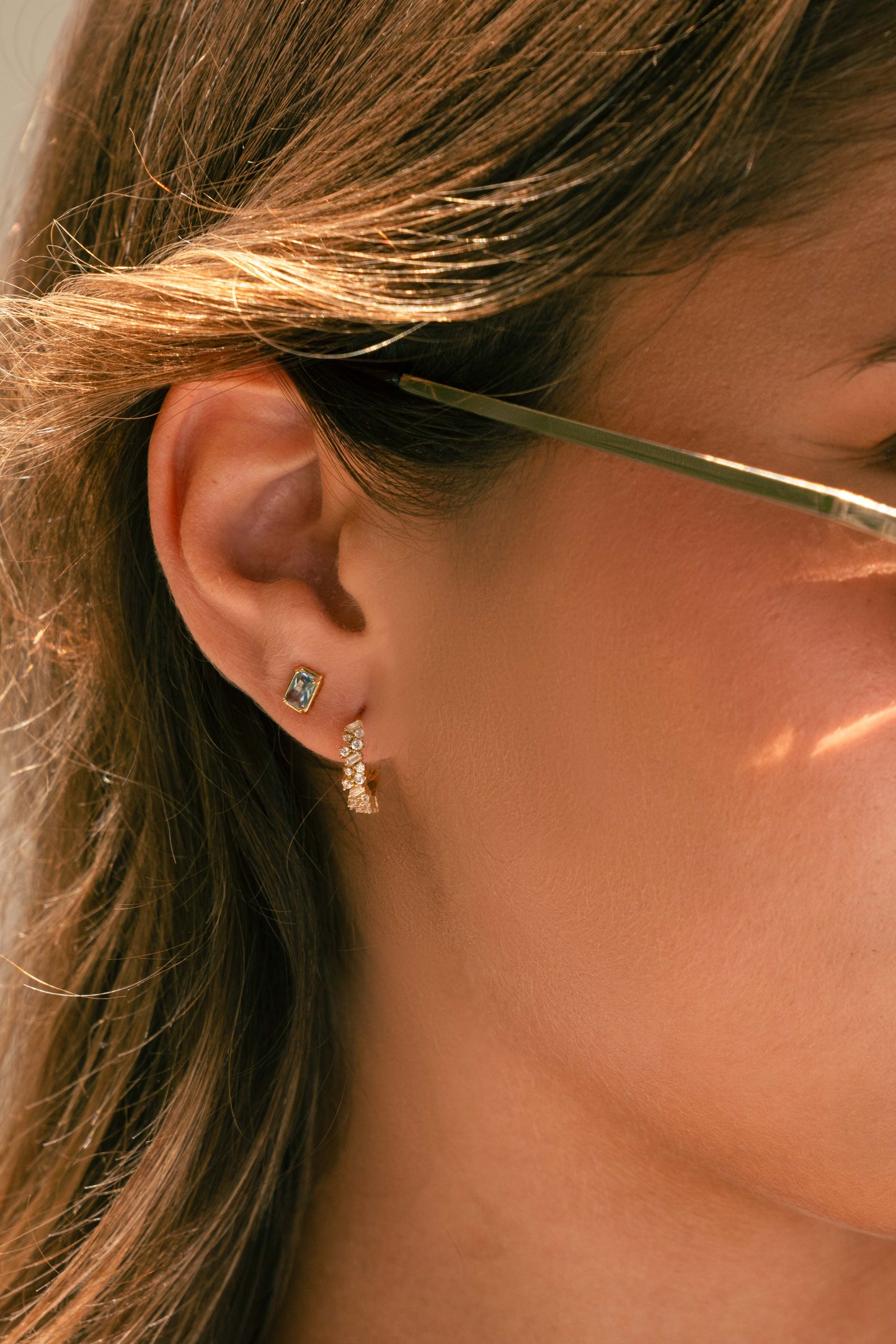 Aquamarine Baguette Studs