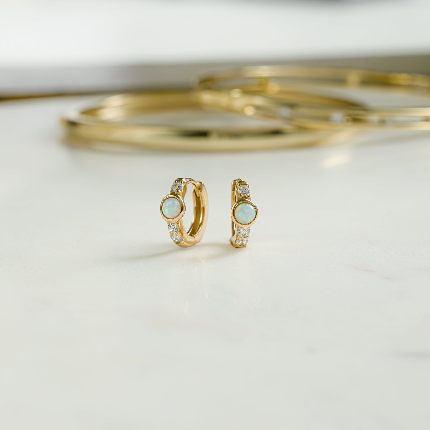 Solitaire CZ Opal Huggies
