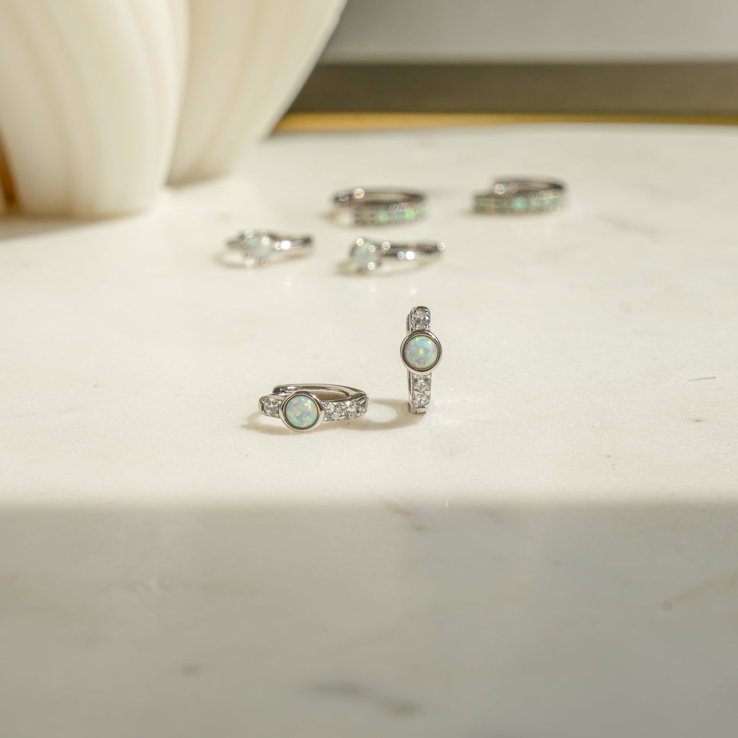 Solitaire CZ Opal Huggies