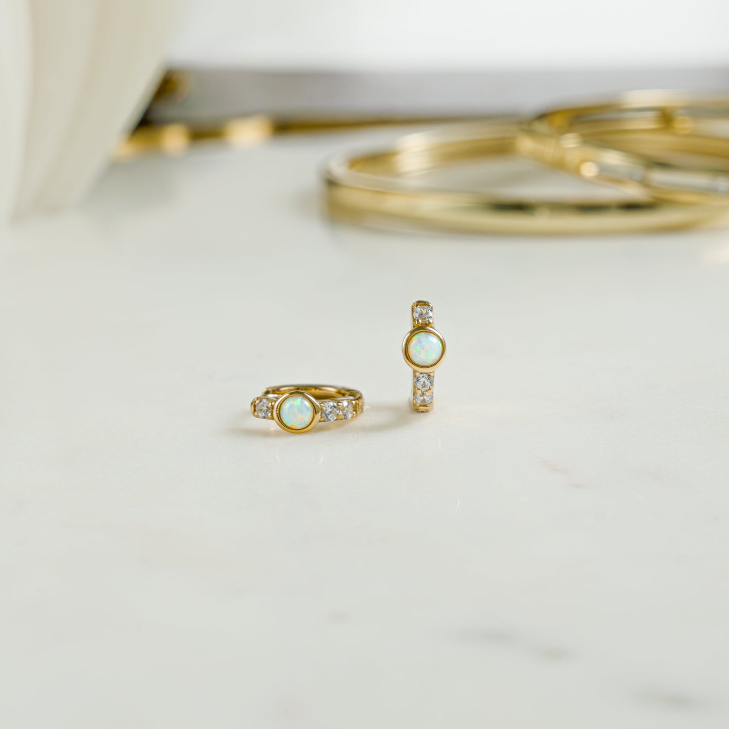Solitaire CZ Opal Huggies