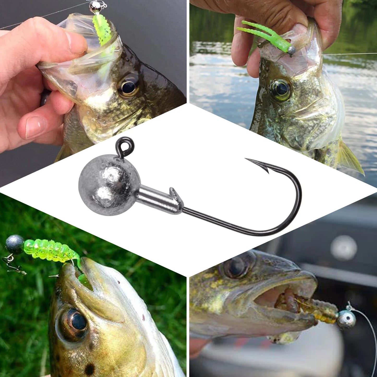 Round Ball Jig Head Hooks – High-Carbon Steel, Worm & Hard Bait Jigs, 43 to 130 Pieces
