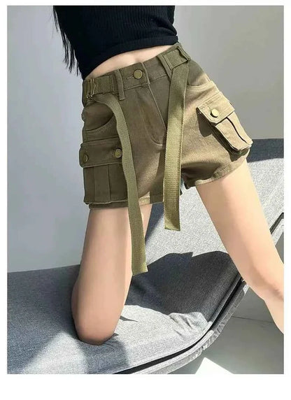 Women's High Waist Mini Skirt Y2K Denim Workwear Shorts Elastic Slimming Summer Hot Pants Trendy plus Size Skirts for Ladies