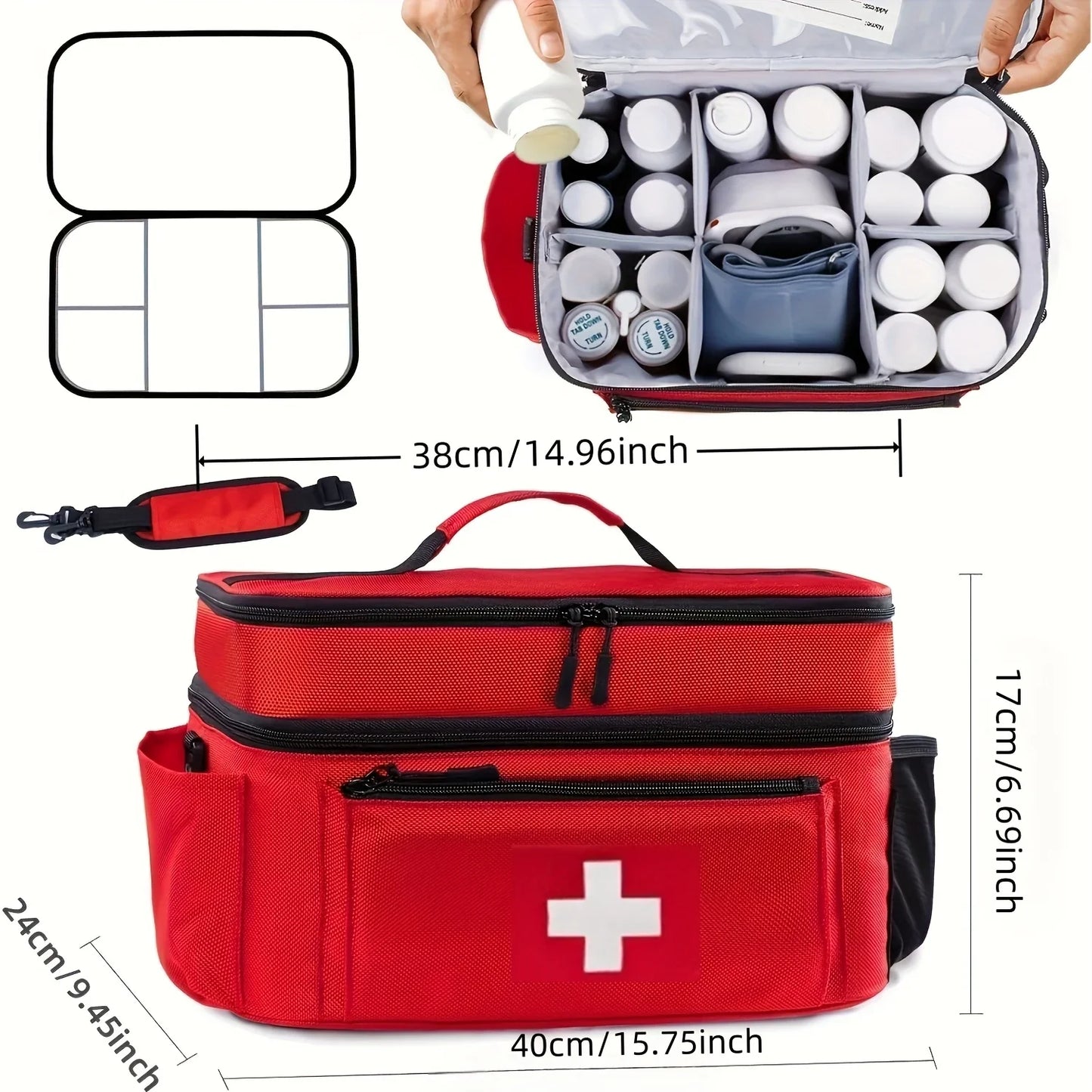 Portable Travel Medicine Storage Bag – Double-Layer Emergency Kit Organizer