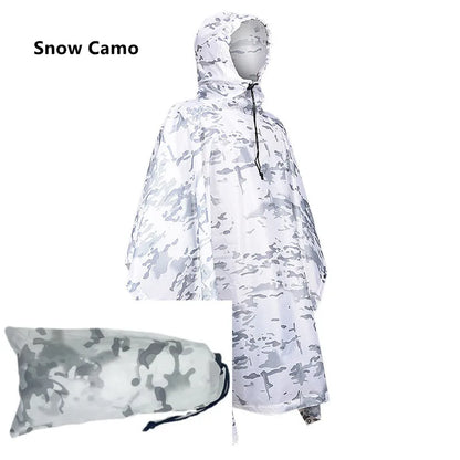 Camouflage Waterproof Poncho – Multifunctional Rain Cover for Camping & Hunting