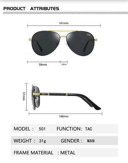 Audi UV400 Polarized AntiGlare Retro Flight Sunglasses Glasses for Motorcycle Classic FrogEye Outdoor Glasses Men Women 501