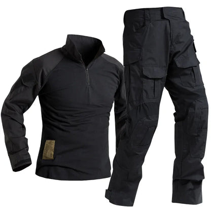 Men's Camo Cargo Pants & Hiking Shirt Set – Cotton Blend, 10 Colors, Sizes S–XXXL