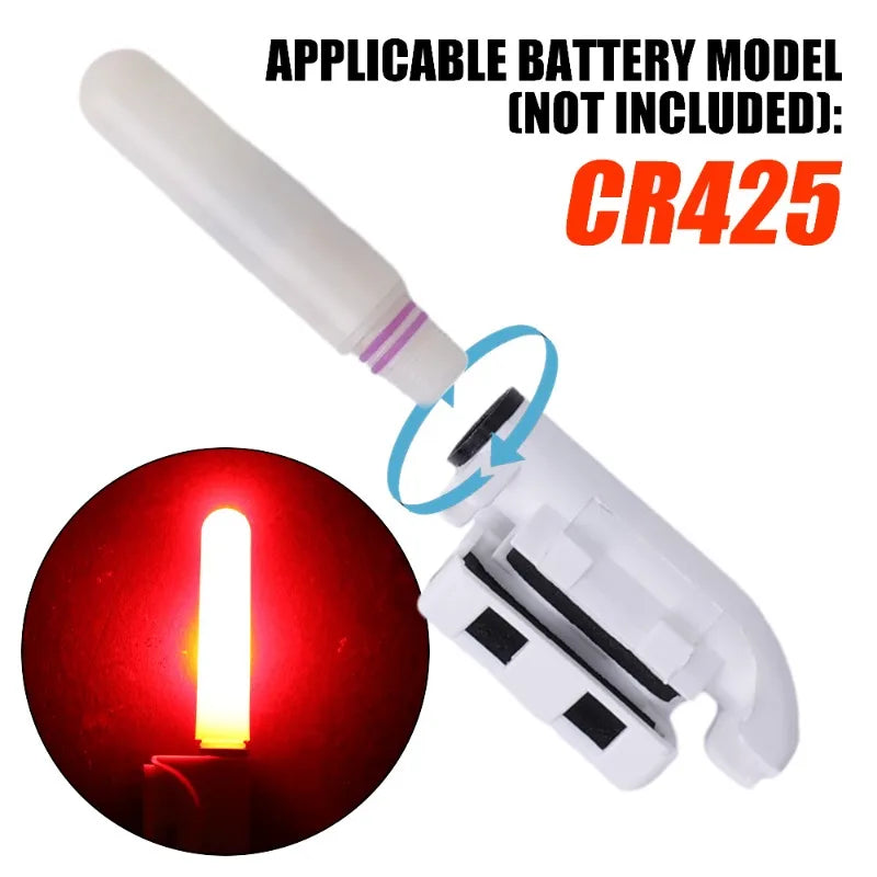 LED Snap-On Fishing Rod Bite Alarm Light – Night Fishing, Green/Red, 1–50 Pack
