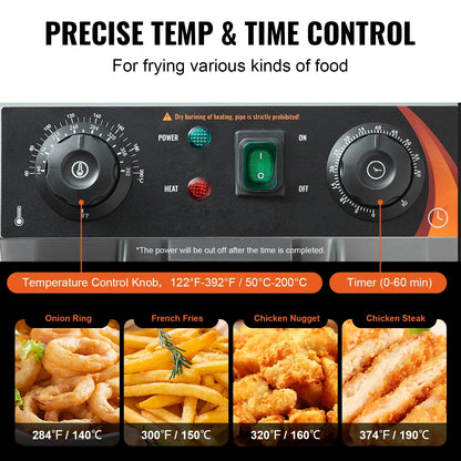 SucceBuy  12L Electric Deep Fryer w/Dual Removable Tanks Commercial Countertop  Fryer for Chicken French Fries Frying Chips