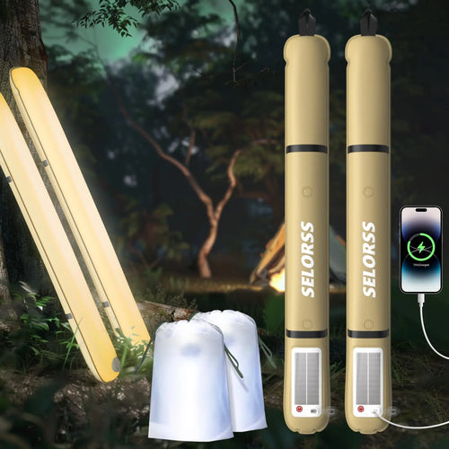 Solar Camping Lantern – Inflatable, IP66 Waterproof, 2000mAh, 3-30hr Runtime, 8 Variants