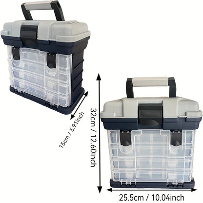 Four-Layer Fishing Tackle Box – Grey Plastic Bait & Accessory Storage
