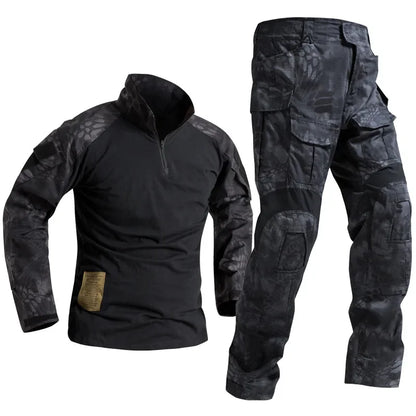 Men's Camo Cargo Pants & Hiking Shirt Set – Cotton Blend, 10 Colors, Sizes S–XXXL