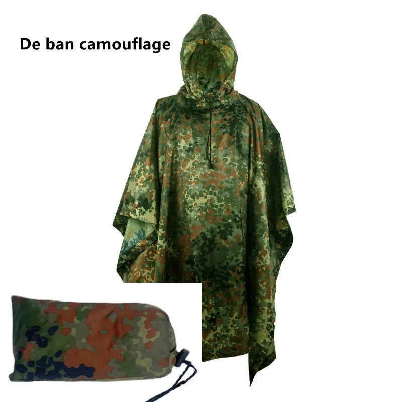 Camouflage Waterproof Poncho – Multifunctional Rain Cover for Camping & Hunting
