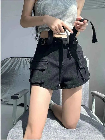 Women's High Waist Mini Skirt Y2K Denim Workwear Shorts Elastic Slimming Summer Hot Pants Trendy plus Size Skirts for Ladies