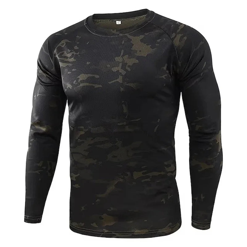 Men's 3D Camo Print Long Sleeve T-Shirt – Casual Hunting Pattern Loose Tee