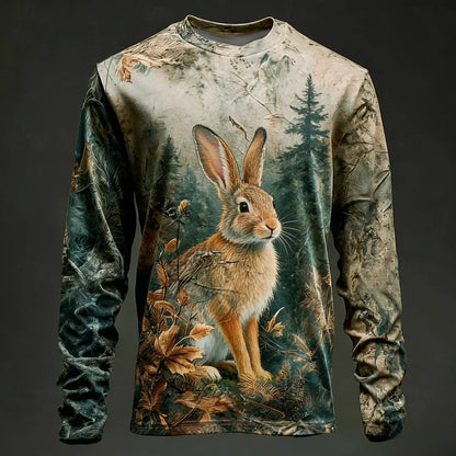 Men's Camo Deer Print Long Sleeve Shirt – Hunting & Outdoor Graphic Tee
