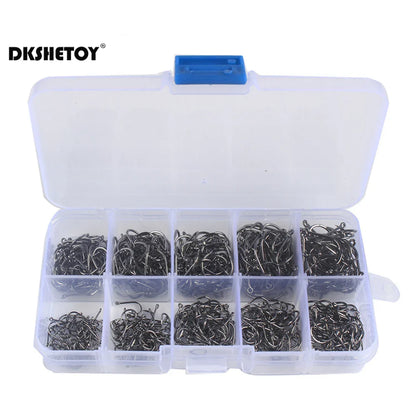 100-1000pcs Fish Hooks with barbed fishhook For Bait With Plastic Box Kit For Saltwater Freshwater fishing tools