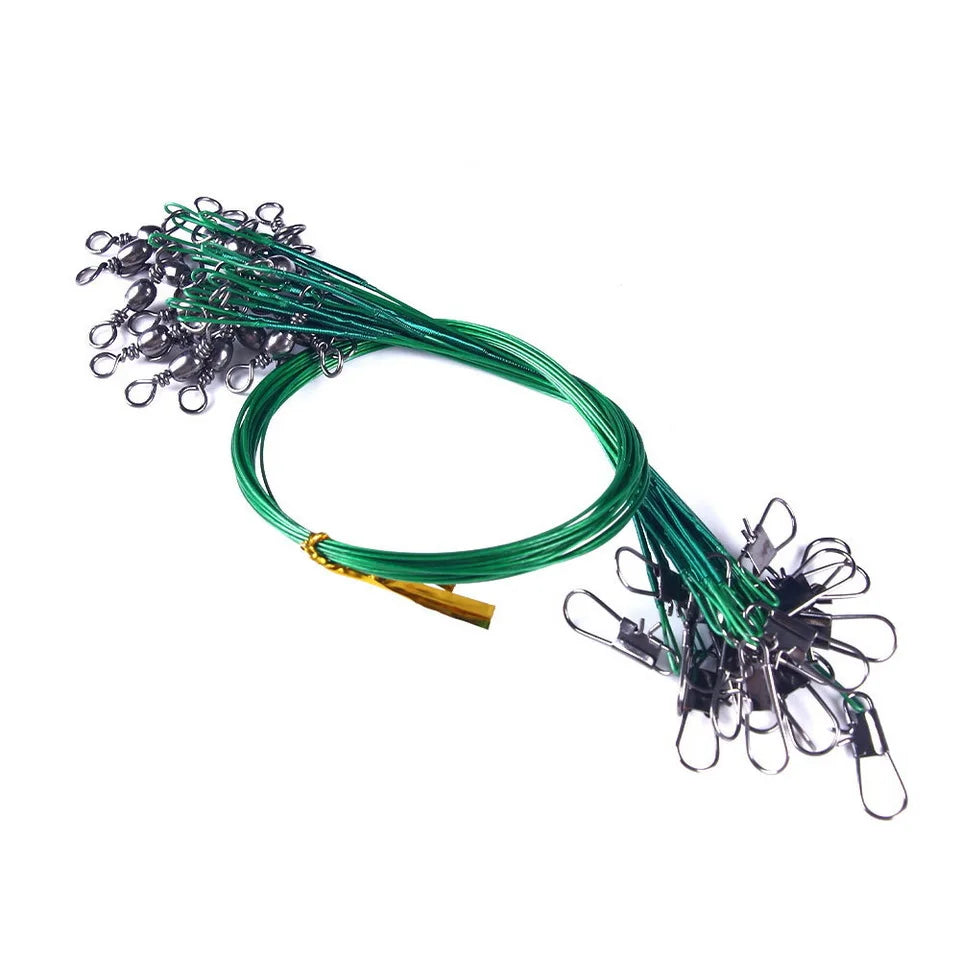 Anti Bite Steel Fishing Line Steel Wire Leader With Swivel Fishing ,  Leash Fishing Wire 15cm 20cm  30cm