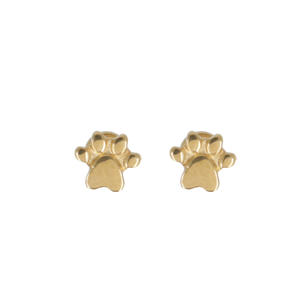 Screw On Paw Stud Earrings (Gold Plated)