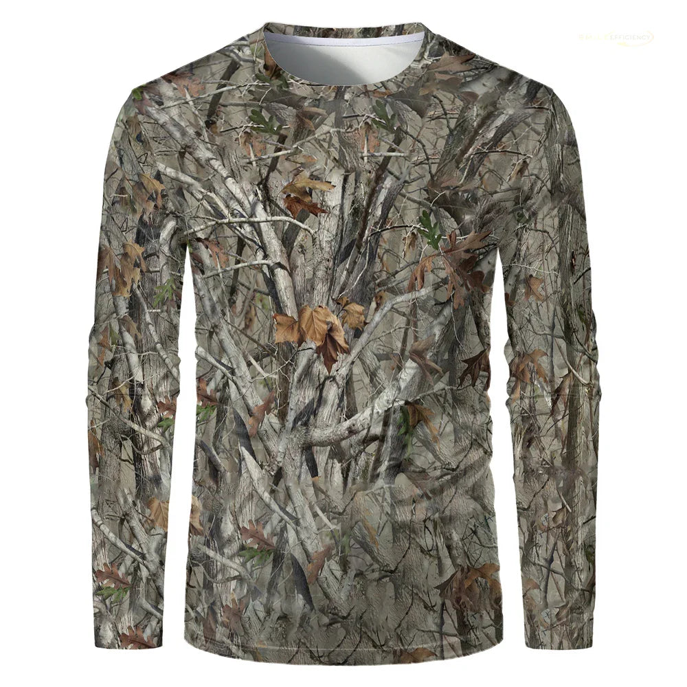Men's 3D Camo Hunting Long Sleeve T-Shirt – Breathable Quick-Dry Tee