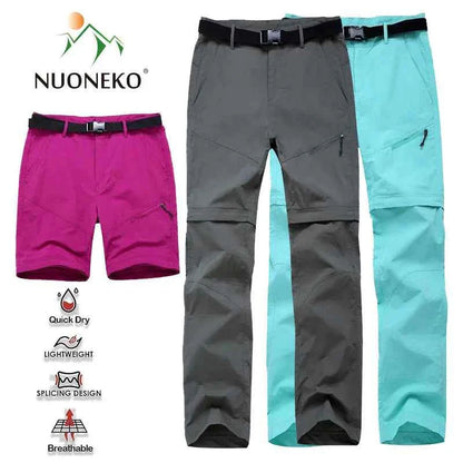 NUONEKO Women's Outdoor Hiking Pants Women Summer Quick Dry Trousers Travel Climbing Camping Trekking Pants Woman Sports Shorts