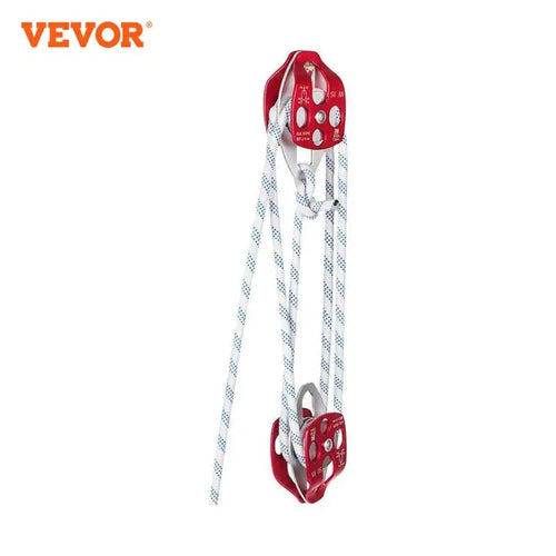 VEVOR Twin Sheave Block and Tackle 2/5-1/2 In 100-200 Ft Braid Rope 30-35KN 6600-7705 LBS Lifting Trellis Rigging Cargo Slings