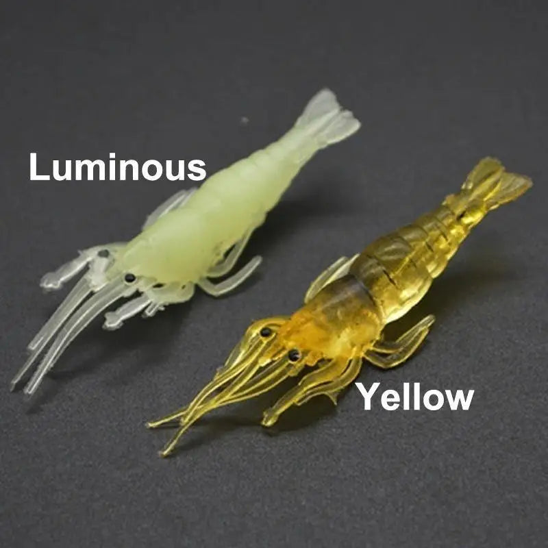 Soft Silicone Shrimp Fishing Lures with Hook – Luminous, Lifelike Action, 10 to 100 Pieces