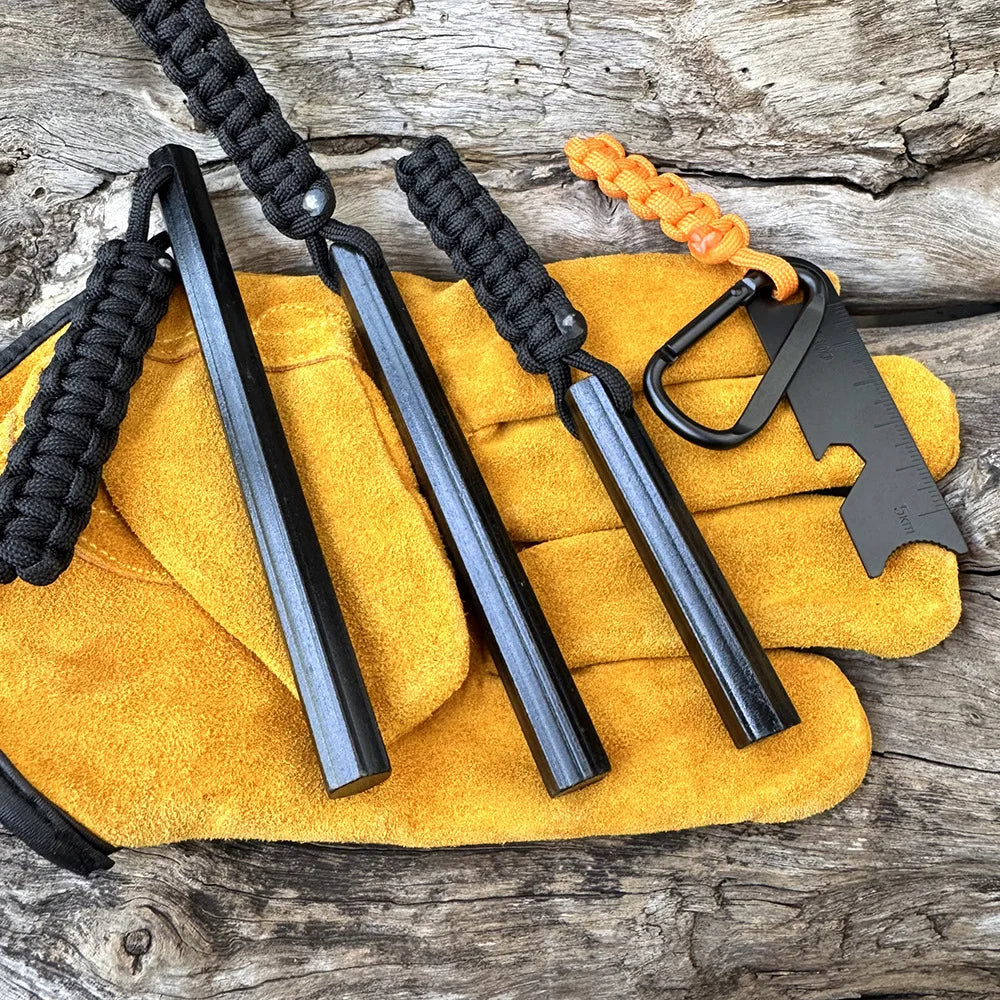 Magnesium Flint Rod Fire Starter Kit with Compass & Whistle – Camping Hiking Survival Tool