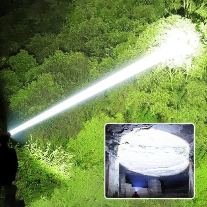 High-Power LED Headlamp with IR Sensor – Rechargeable, 5000m Beam for Fishing & Camping