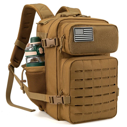 Men's Tactical Survival Backpack – Laser Cut MOLLE with Dual Cup Holders