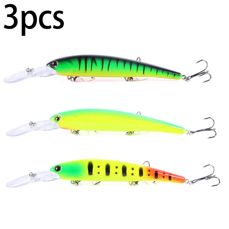 Deep Diving Minnow Wobbler Lure – 16.5cm, 21g, 2.5-4.5m Depth, Bass Pike Perch, 3 Colors