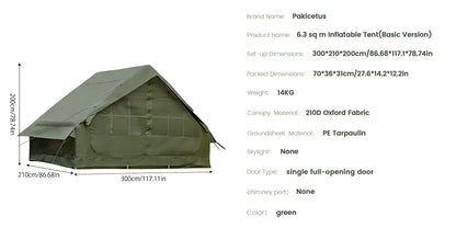 PAKICETUS Inflatable Camping Tent – 4-8 Person Portable 4-Season Waterproof Tent with Windows
