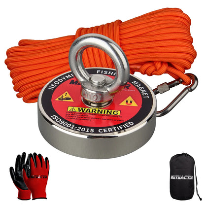 Neodymium Magnet Fishing Set – N52 Rare Earth Pot Magnet with Rope, 120KG or 200KG Pull