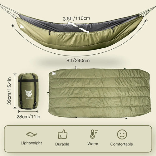4-Season Hammock Under Quilt – Insulated Sleeping Blanket, Rated 5–20°C