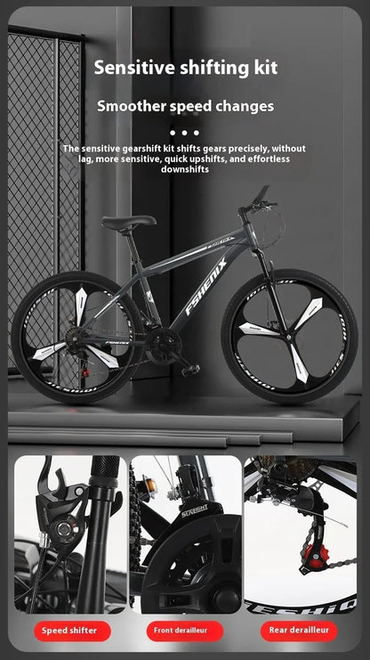 Adult wholesale mountain bikes, 24-inch and 26-inch, shock-absorbing, 21-speed off-road bikes, and college student bicycles