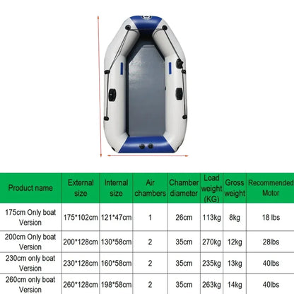 Wear-Resistant Inflatable Fishing Kayak – PVC Rowing Dinghy, 1–5 Persons (175–260cm)