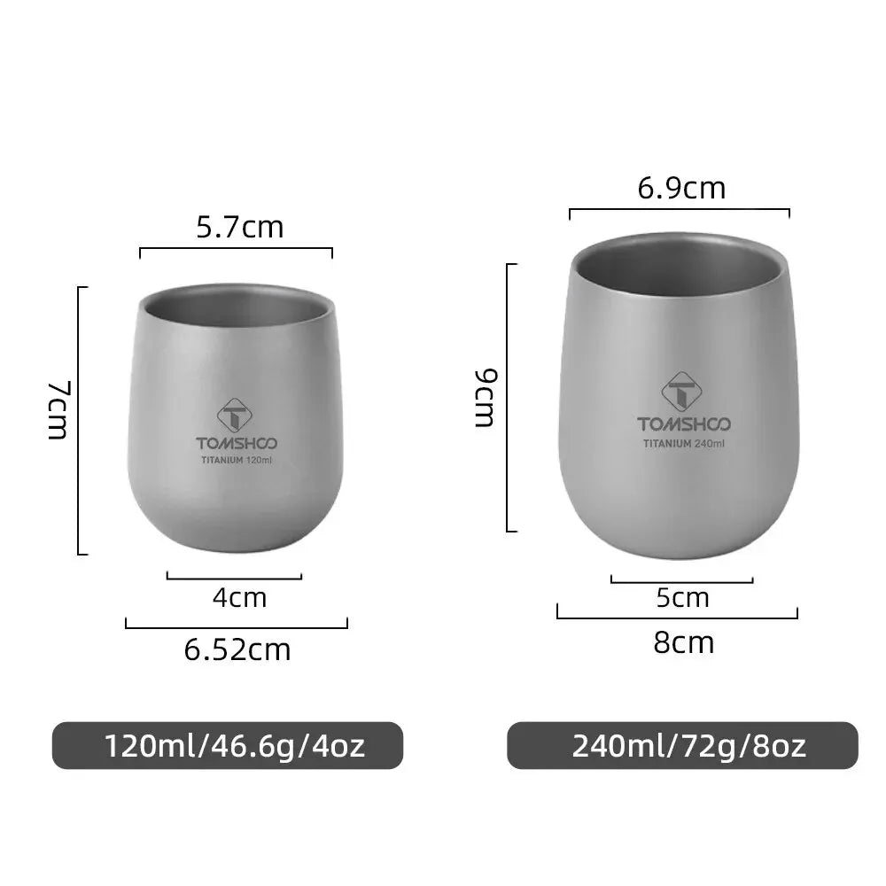 Double-Wall Insulated Titanium Camping Cup – 120ml & 240ml, Hot & Cold