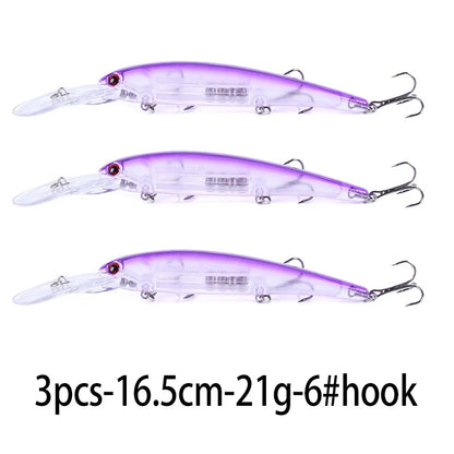Deep Diving Minnow Wobbler Lure – 16.5cm, 21g, 2.5-4.5m Depth, Bass Pike Perch, 3 Colors
