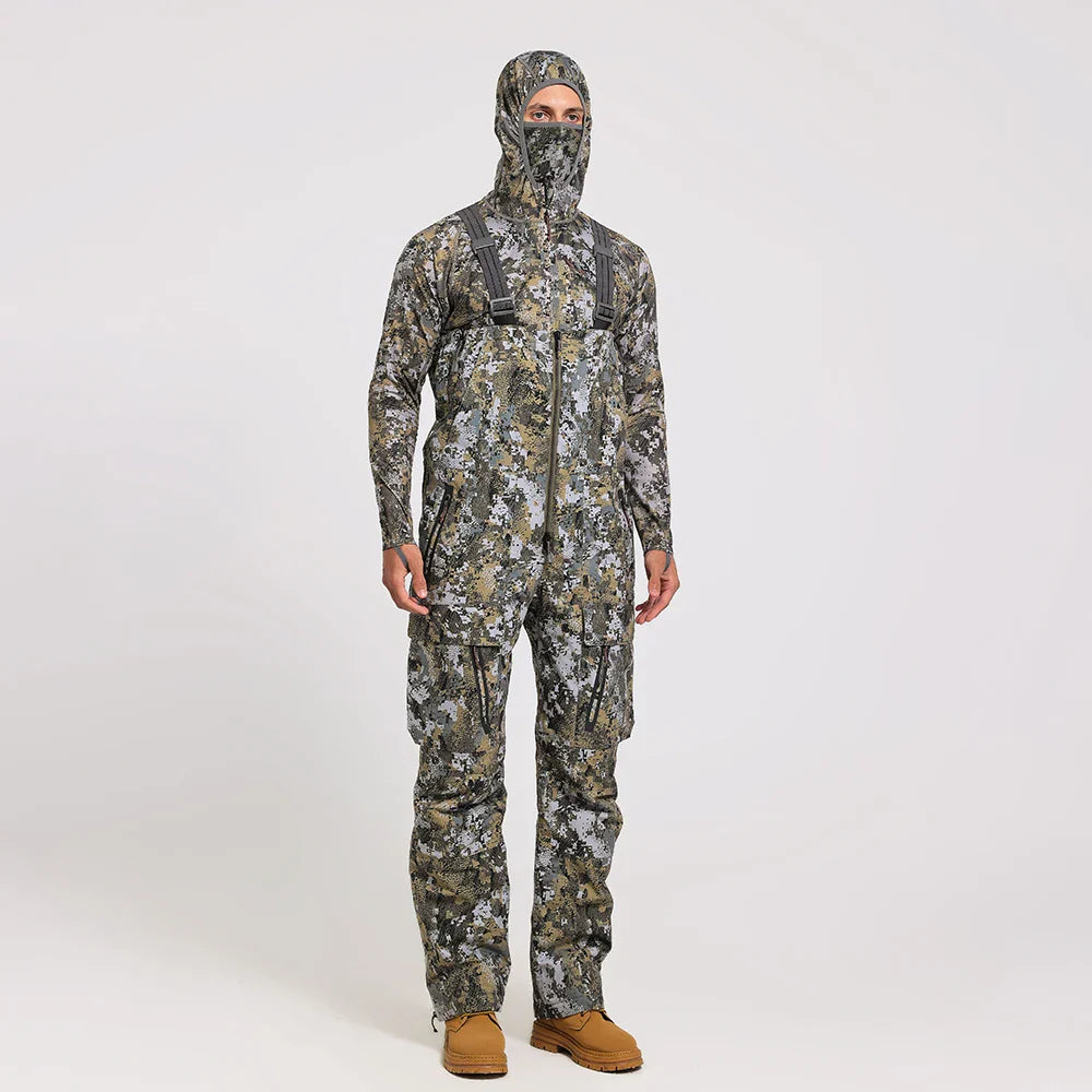 Men's Insulated Waterproof Hunting Bib Overalls – Silent Camo Fabric, 3-in-1 Softshell