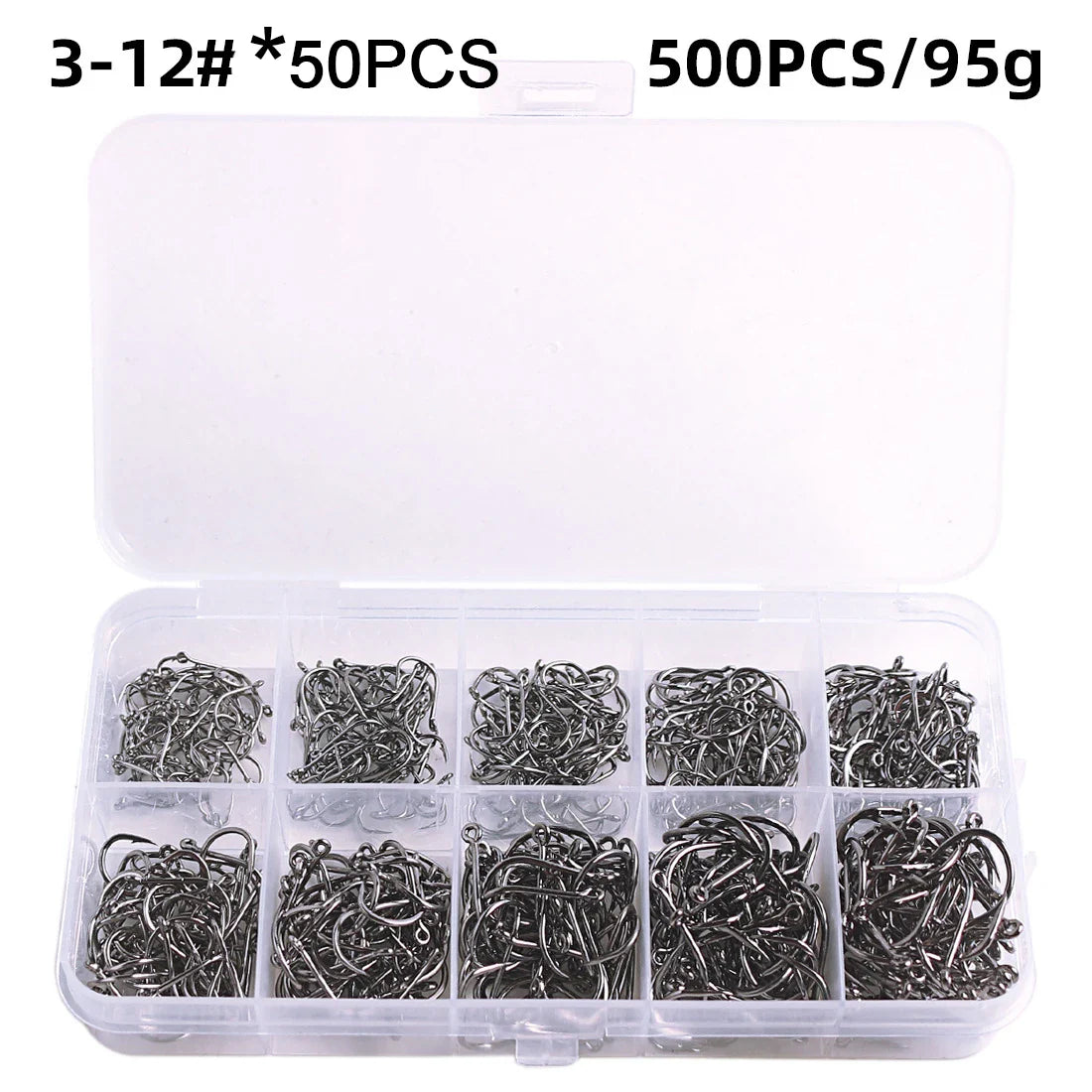 Fishing Hooks Set High Carbon Steel Barbed Fishhooks for Saltwater Freshwater