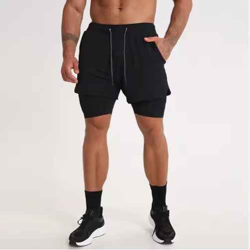 Men's 2-in-1 Quick Dry Gym Shorts – Built-In Liner, Drawstring, 5 Colors, M–3XL