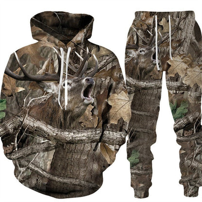 3D Animal-Print Hooded Pullover Sweatshirt Set