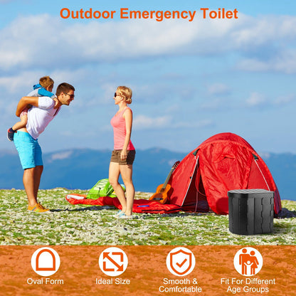 Foldable Portable Camping Toilet with Lid, Carry Bag & Garbage Bags
