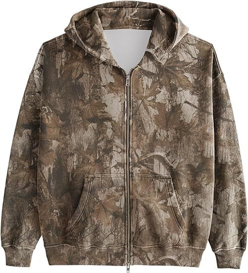 Unisex Printed Hooded Jacket – Casual Zip-Up Outerwear