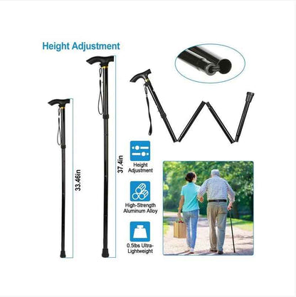 Foldable Aluminum Walking Cane – Adjustable Height, Lightweight & Anti-Slip