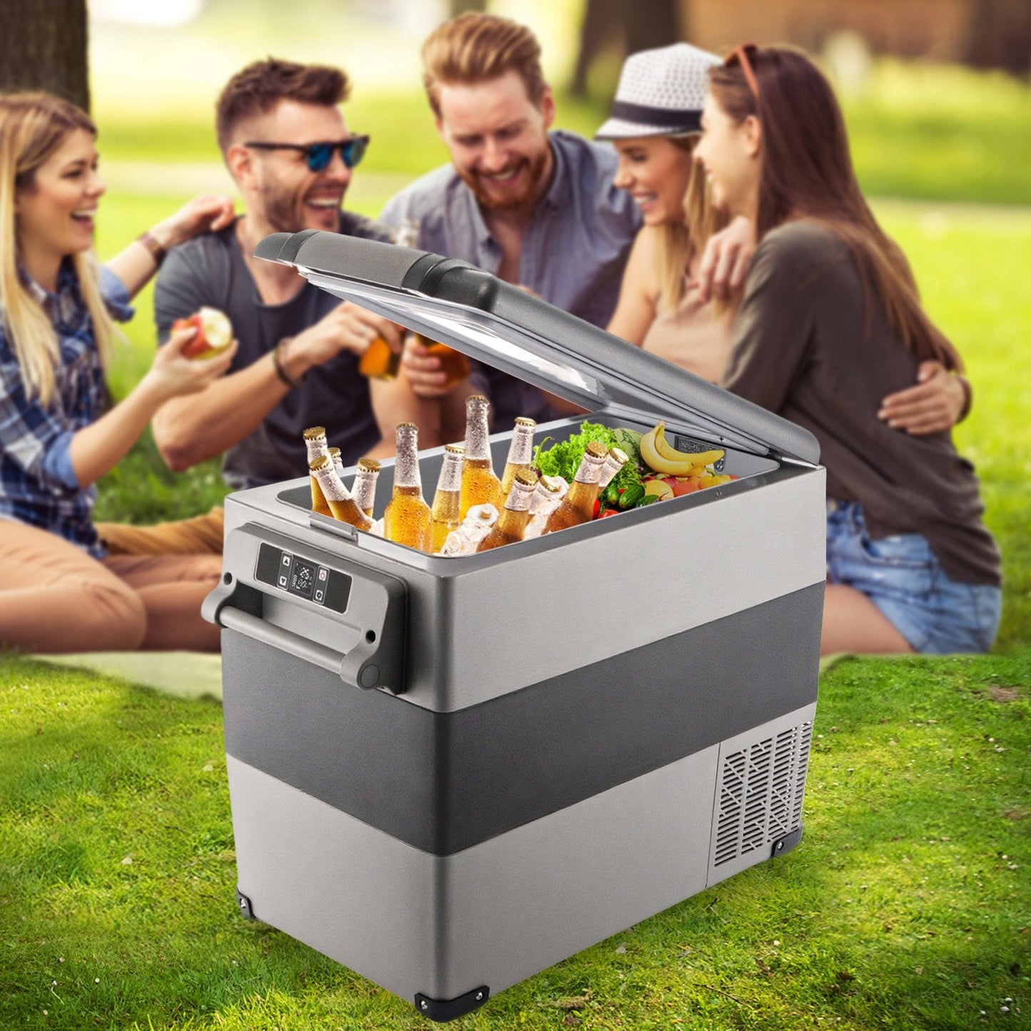 12V Portable Car Fridge Freezer 58QT | Dual Zone, App Control, RV & Camping
