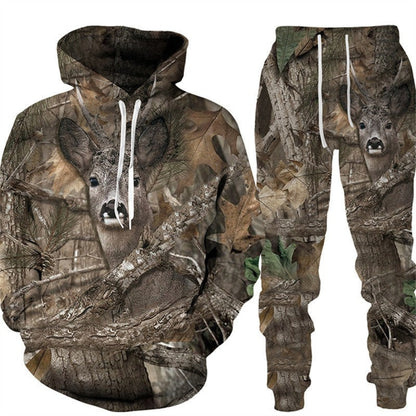 3D Animal-Print Hooded Pullover Sweatshirt Set