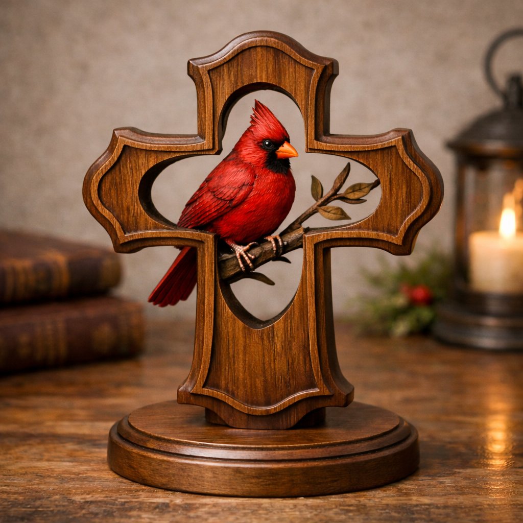 ‚ù§Ô∏è‚úùÔ∏èHandcrafted Cardinal Cross Ornament