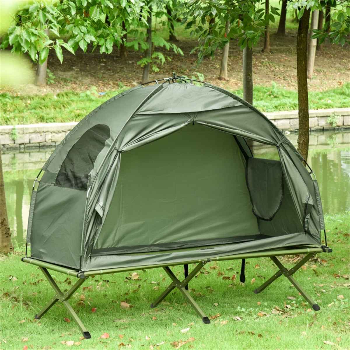 2-in-1 Camping Tent & Elevated Cot Set with Carry Bag