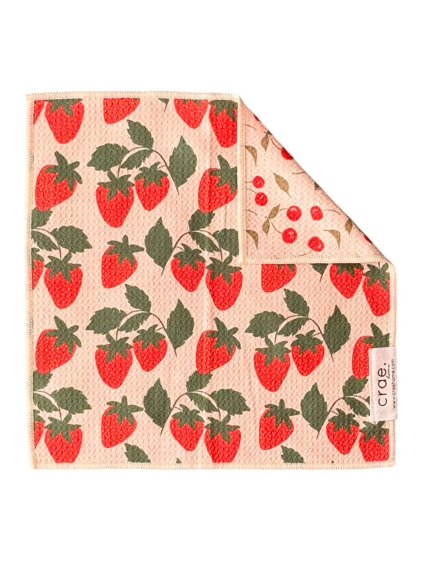 Berries & Cherries: Reversible Washcloth: Cream / 12x12 in / Washcloth